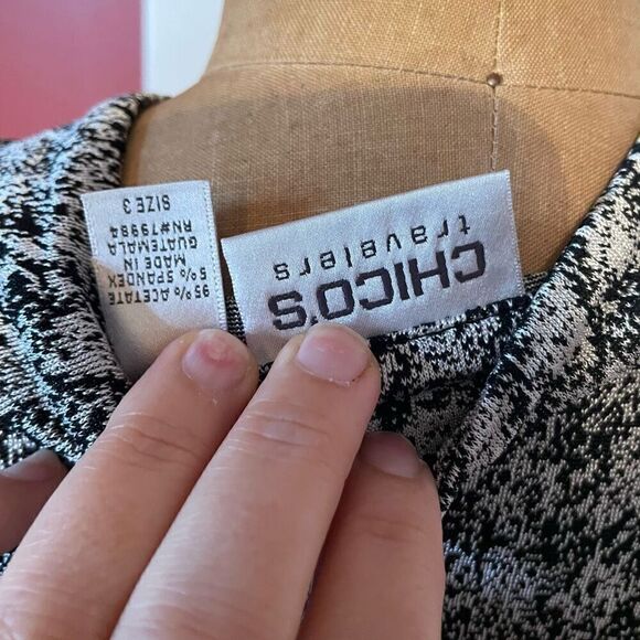 CHICO’S TRAVELERS | black & gray jacket with peplum back size 3 or L - Picture 5 of 5